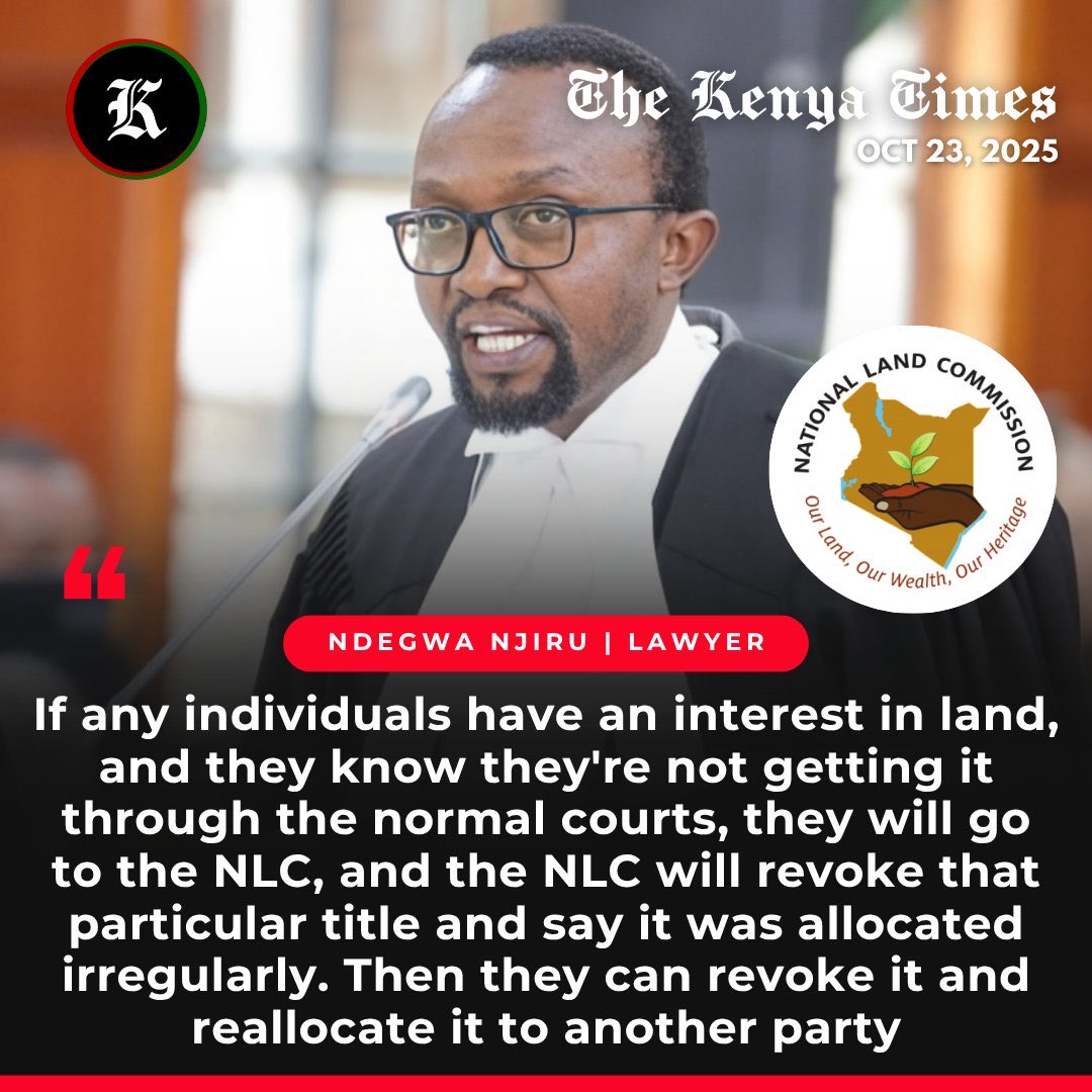 Githinji and friends will now take your land legally, as with the new land law he signed.
We have to reject it in totality.
