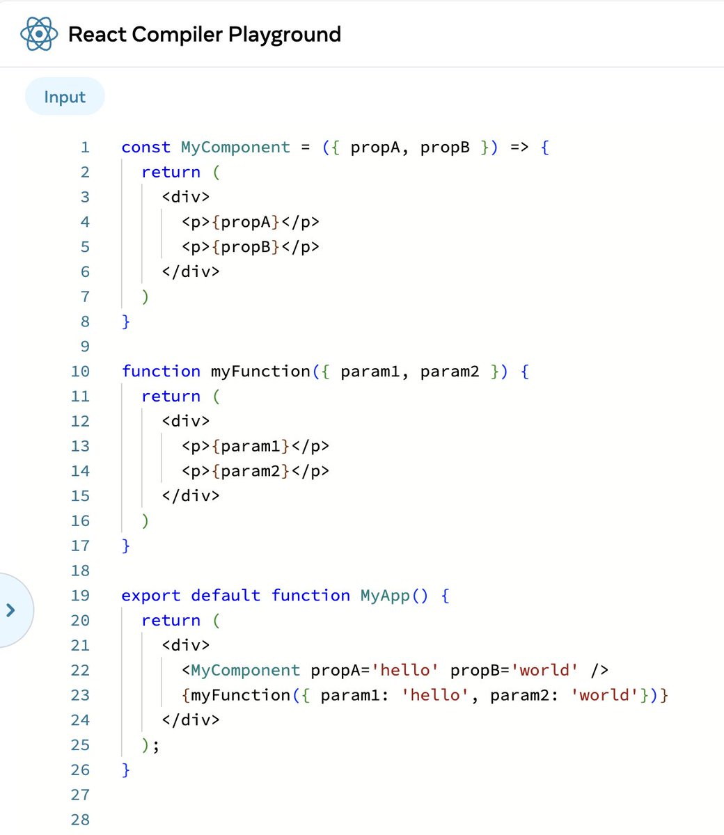 EddyVinckk's tweet image. What is the difference between a React component vs a normal function? The React Compiler output shows a clear difference.
This is a very common source of sneaky bugs in React projects. And it's entirely avoided by just creating a component.