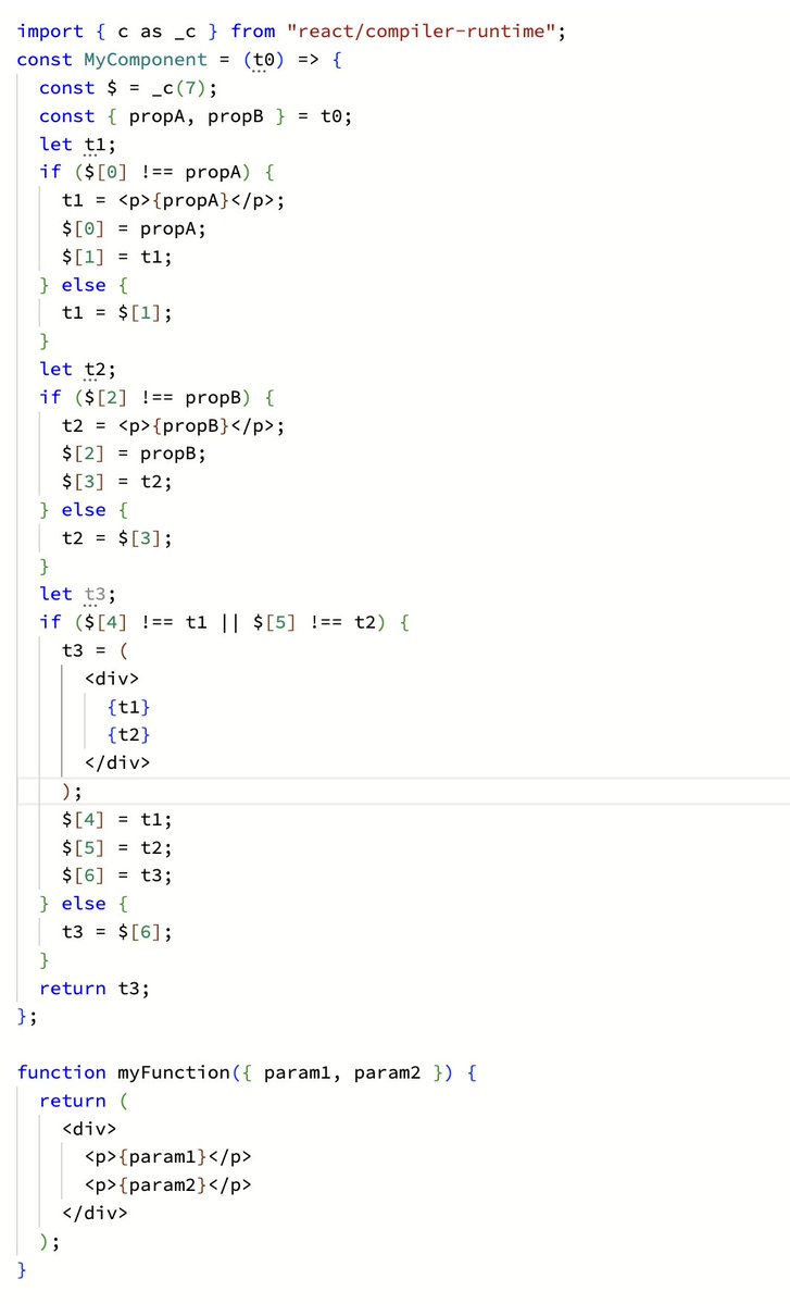 EddyVinckk's tweet image. What is the difference between a React component vs a normal function? The React Compiler output shows a clear difference.
This is a very common source of sneaky bugs in React projects. And it's entirely avoided by just creating a component.