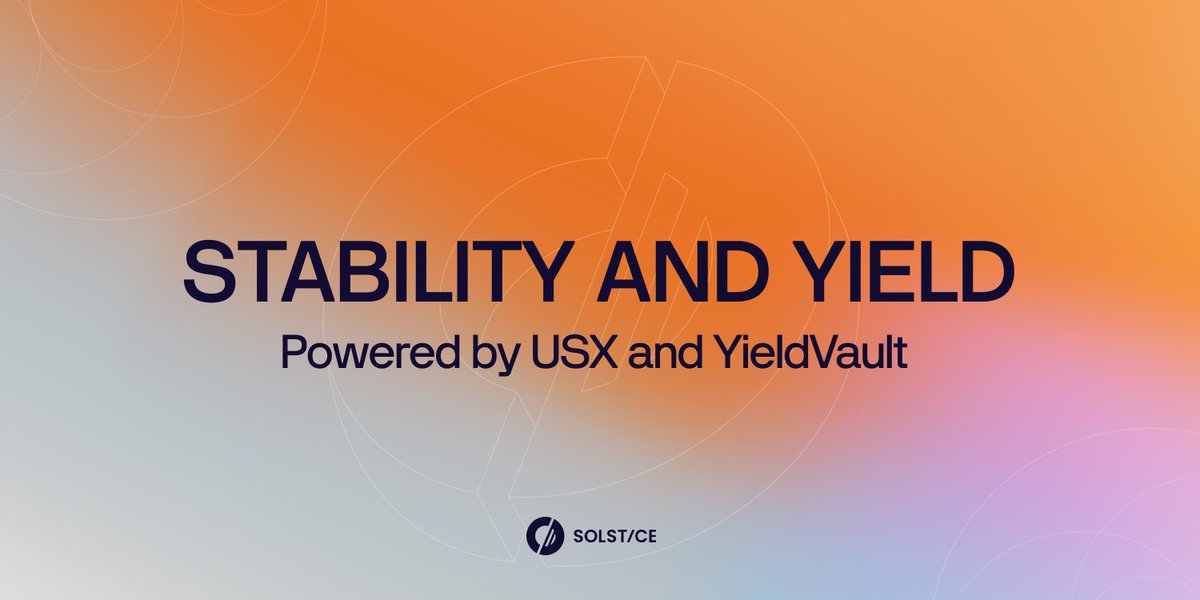 Most stablecoins force you to choose. Stability OR yield. Never both.

Solstice breaks this false choice.

Layer one: Solana-native USX is your stablecoin. Built for Internet Capital Markets.

Layer two: YieldVault provides onchain access to Wall Street, delta-neutral strategies.