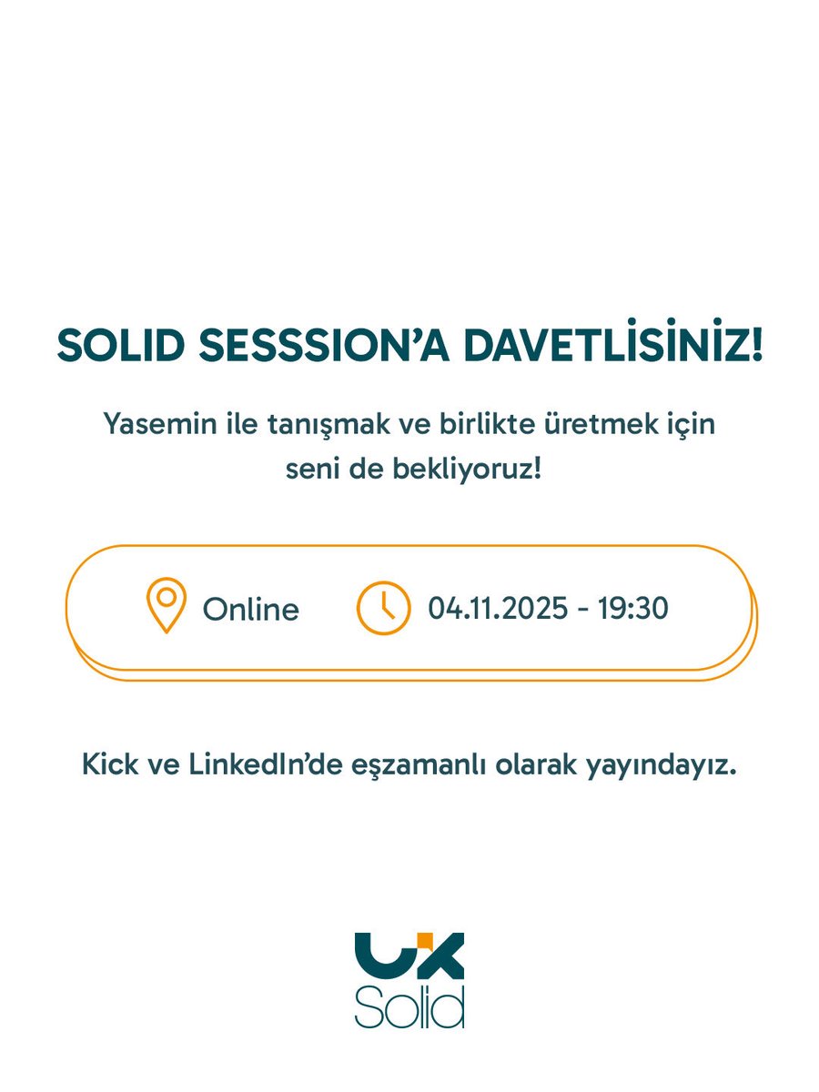 Kullanıcı odaklı tasarımın güçlü bir aracı; Jobs to Be Done✨
Solid Sessions #3’te Yasemin ile“JTBD’nin ne olduğunu ve tasarımcılar olarak nasıl kullanabileceğimizi” keşfediyoruz.
Katılım linki biodaki LinkedIn sayfamızda bulabilirsiniz 🤩#solidsession #uxcomminity #uxdesigners