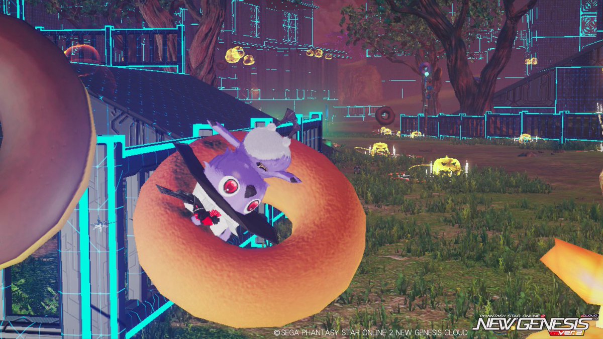 foschia_PSO2's tweet image. ドーナツの中に入ろうとしてうまく入れない鳥