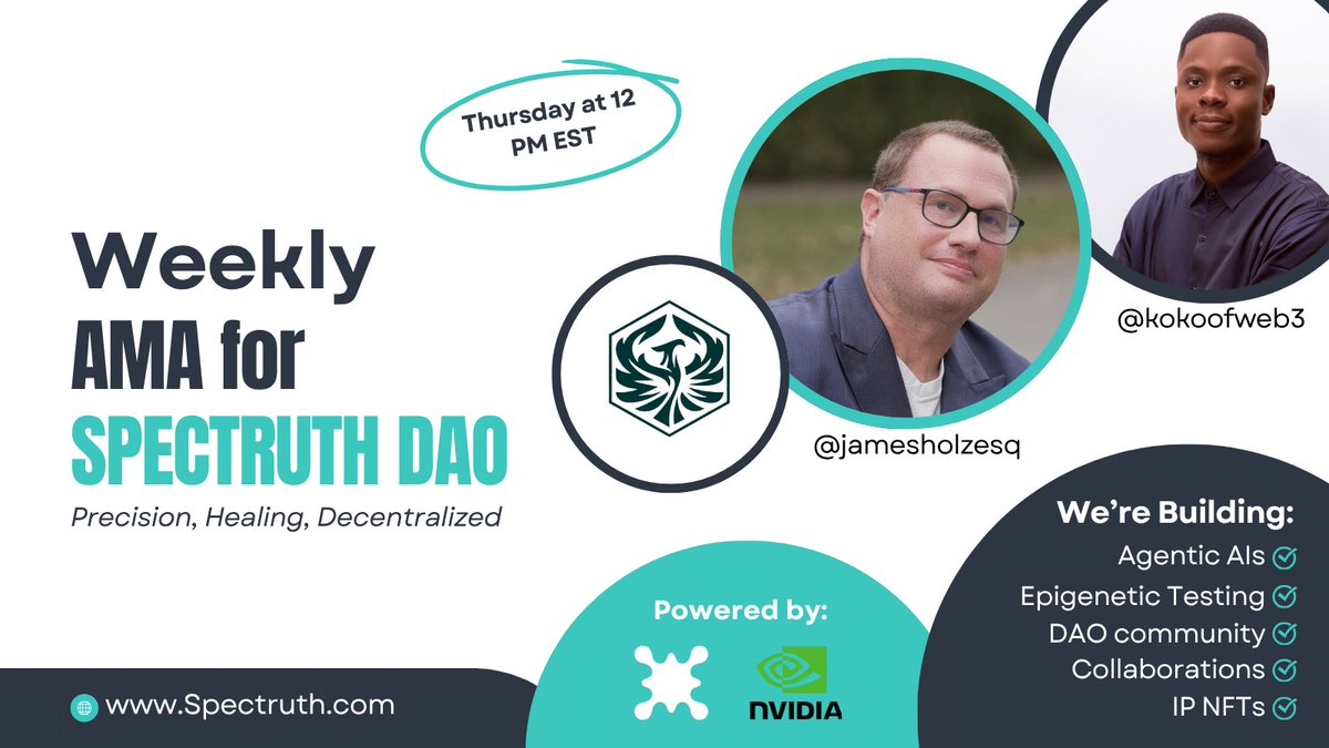 Spectruth DAO (@spectruthai) on Twitter photo 🚨 Join us today at 12 PM EST! 🎙️✨
Mark your calendars & bring your best questions. Together, we’re revolutionizing PTSD care with AI, epigenetics, ibogaine, and cutting-edge wearables.
We’re diving into our launch powered by <a href="/base/">Base</a> with $BIO on <a href="/BioProtocol/">Bio Protocol</a> & <a href="/BioProtocolEco/">Bio Ecosystem</a> ! 🚨 Join us today at 12 PM EST! 🎙️✨
Mark your calendars & bring your best questions. Together, we’re revolutionizing PTSD care with AI, epigenetics, ibogaine, and cutting-edge wearables.
We’re diving into our launch powered by <a href="/base/">Base</a> with $BIO on <a href="/BioProtocol/">Bio Protocol</a> & <a href="/BioProtocolEco/">Bio Ecosystem</a> !