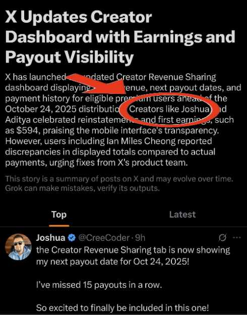 CreeCoder's tweet image. Holy $#!T
I'm Trending on 𝕏 two days in a row!
Grok saw I hadn’t been paid since March and decided to trend me as compensation 😂