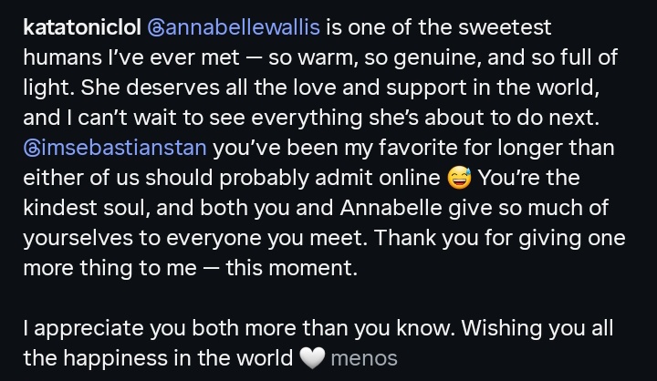 Sebastian Stan and Annabelle Wallis at tonight's screening of "Springsteen" in LA 💜