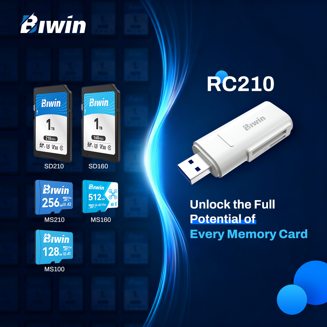 Biwin RC210 SD/microSD Card Reader

Dual-slot design for simultaneous SD &amp; microSD transfers.
Plug-and-play, hot-swappable, and portable — ideal for managing multiple cards anywhere!

#Biwin #BuiltToWin #BiwinRC210 #CardReader #SDCard #microSD
