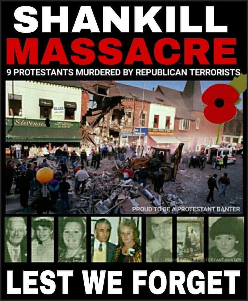 On this day 23rd October 1993 - The Shankill bombing took place 

9 Protestants, men, women and children were murdered when Republican terrorists left a bomb in a fish shop on the Shankill Road in Belfast, murdered for simply being Protestant, there was always an alternative to