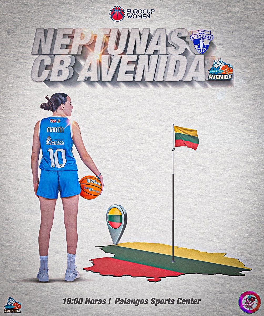 Es 𝐀𝐕𝐄𝐍𝐈𝐃𝐀𝐘💙

🏀 J3 #EuroCupWomen 
NEPTUNAS 🆚 <a href="/CBAvenida/">Perfumerías Avenida</a> 
⏰ 18h (españolas)
📍Palangos Sport Center
📺 YouTube FIBA

🎨 <a href="/MonsterMondays_/">MonsterMondaysCreativity</a>