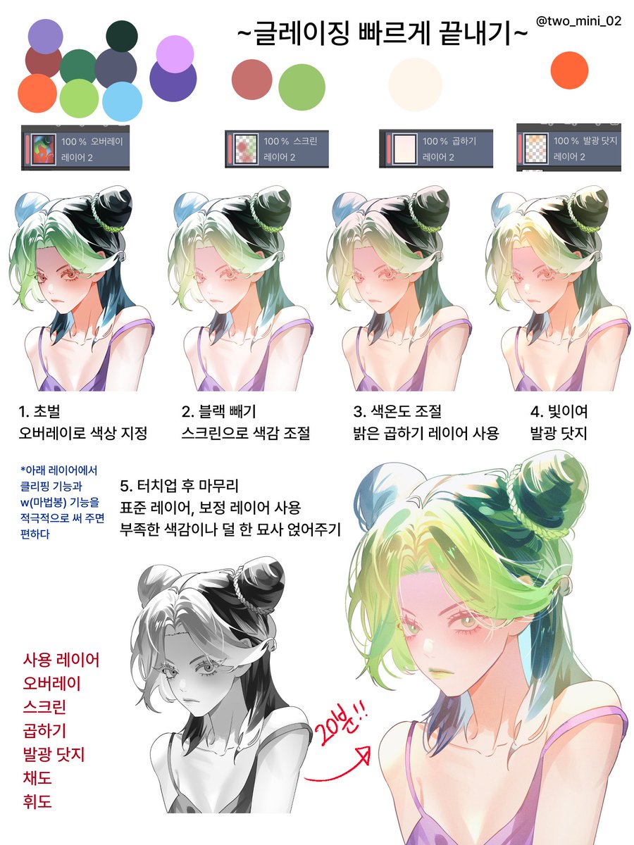 two_mini_02's tweet image. 글레이징의 장점은 양감을 잡기 쉽고, 채색이 빠르다는 점입니다.

채색이 어려울 때, 색 공부를 하기 귀찮으시다면 흑백 그림을 그려놓고 색을 얹어보는 건 어떠실까요?
간단한 글레이징 순서 팁입니다. 흑백으로 그려 둔 그림이나 다른 그림을 흑백으로 바꾼 뒤 다양한 색감을 시도해 보세요!
