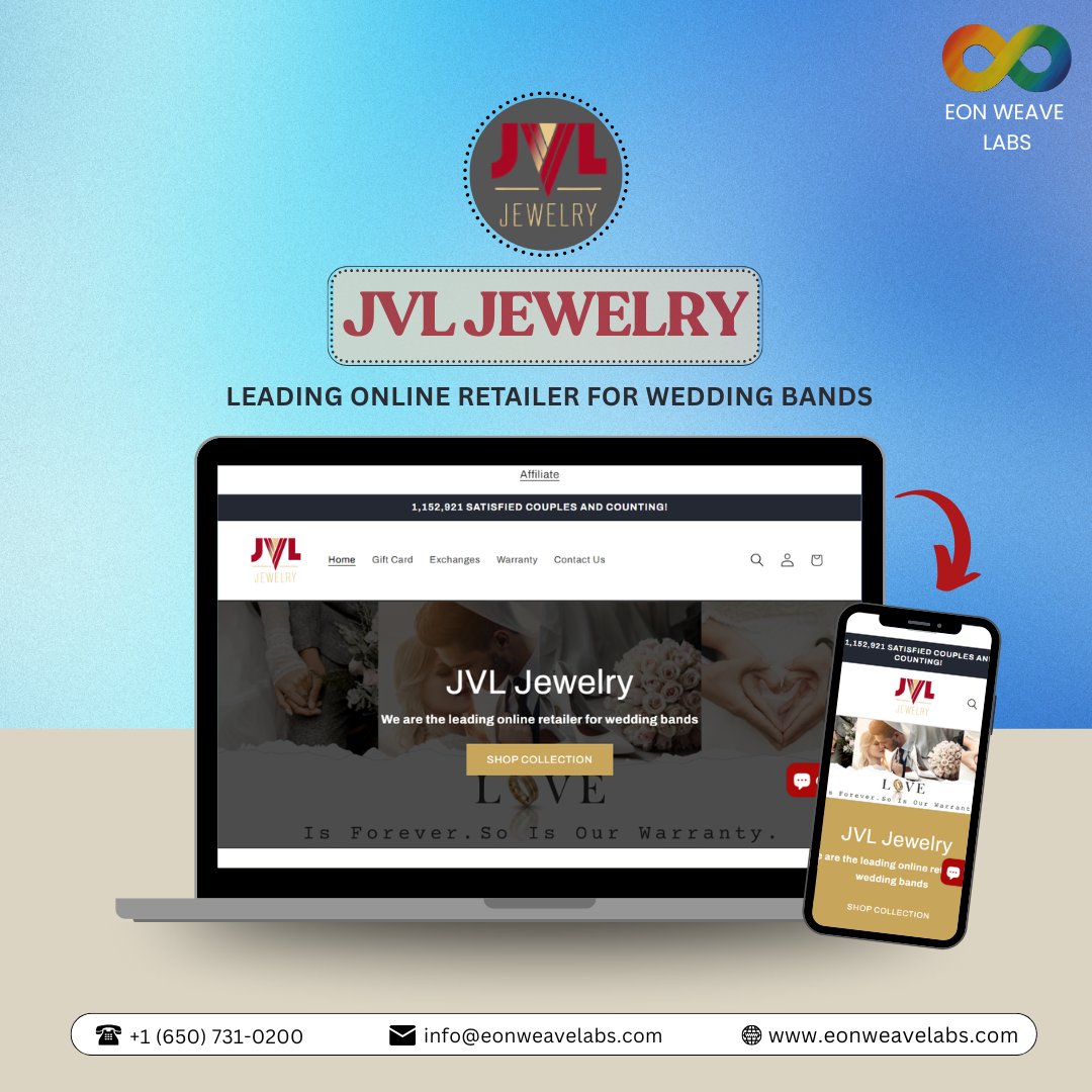 EonWeaveLabs's tweet image. Helping brands grow online is what we do best.
When JVL Jewelry needed a reliable and stylish digital storefront, we delivered an optimized, responsive e-commerce solution designed to scale with their success.
#ecommercewebdesign #webdesignservice #WebDevelopment #Website #tech