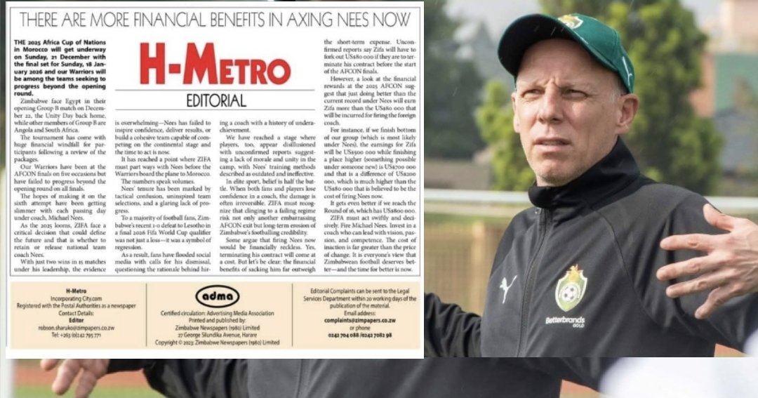 WE CALLED FOR IT...ZIFA fires Nees!

In our Tuesday's editorial comment we suggested that: "ZIFA must act swiftly and decisively. Fire Michael Nees. Invest in a coach who can lead with vision, passion and competence"

Read more 👇 
 heraldonline.co.zw/editorial-ther…