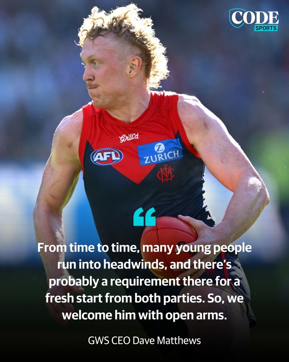 codeaflau's tweet image. GWS CEO David Matthews is confident a career “reset” in Sydney will be the catalyst for Clayton Oliver to return to his best form.
LATEST ▶️ bit.ly/42UjMmT