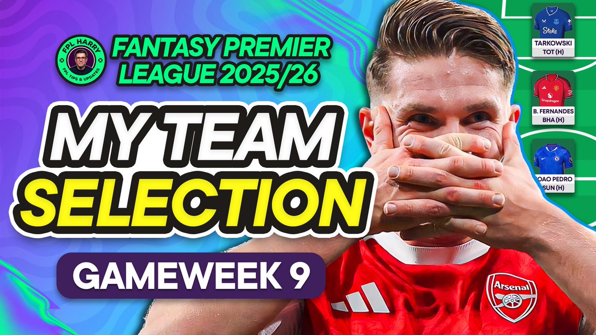 FPL_Harry's tweet image. MY FPL GW9 TEAM SELECTION! 📸 #FPL
With Enzo back for Chelsea it looks like a good time to buy him, also what to do with Joao Pedro and has Gyokeres learnt how to score…
📝 My GW9 Lineup
Link 🔗 youtu.be/VzUK1uRbI0o