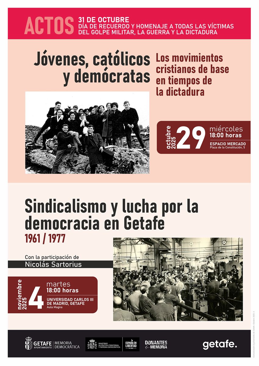 Getafe Informaciones: Getafe presenta un ciclo de actos centrado en los testimonios de vecinos que protagonizaron la resistencia frente a la dictadura franquista #Getafe. pulidoruiz.blogspot.com/2025/10/getafe…