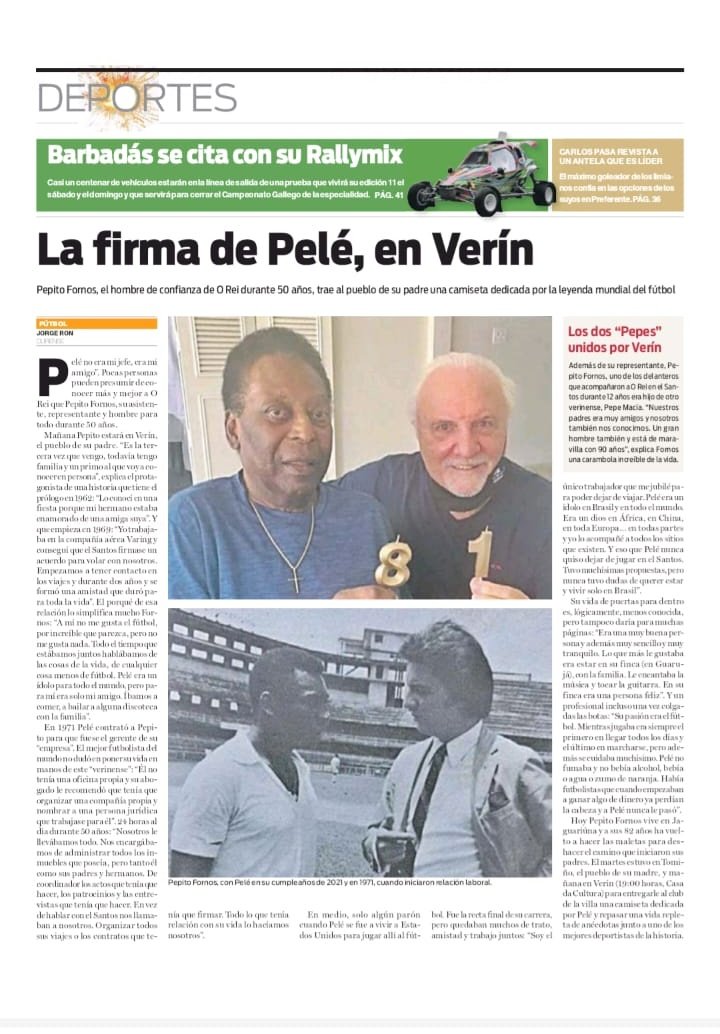 ⚽🇧🇷🗞️ 𝐎 𝐑𝐄𝐈 𝐏𝐄𝐋𝐄́

O acto será mañá venres as 19:00h na casa da cultura de Verín