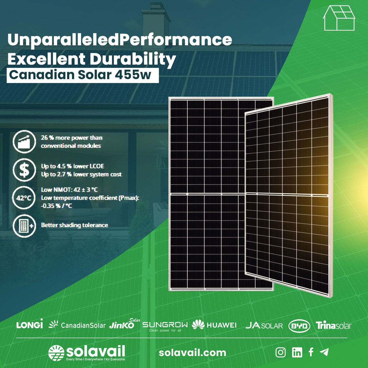 Solavail_energy's tweet photo. Whether you're upgrading a rooftop array or scaling a large commercial project, these panels are designed to reduce LCOE and maximize ROI — making every ray of sunlight count. ☀️
🔗 Learn more at https://t.co/2juq3PzoDq
#CanadianSolar #SolarPanels  #Bifacial  #Solavail https://t.co/nGDDV3Htbm