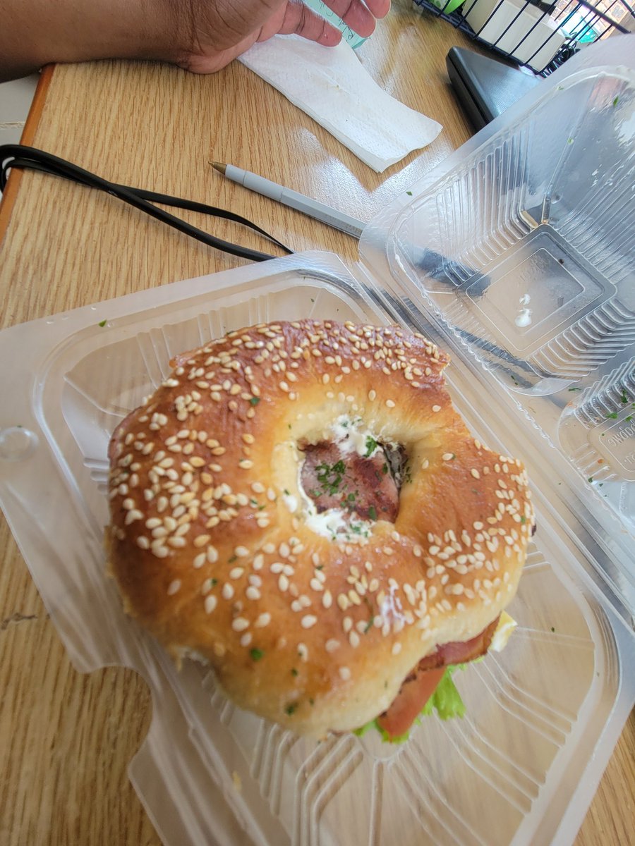 I have been loved, I have been adored, I recommend eating an Avo Bacon and Cream Cheese bagel