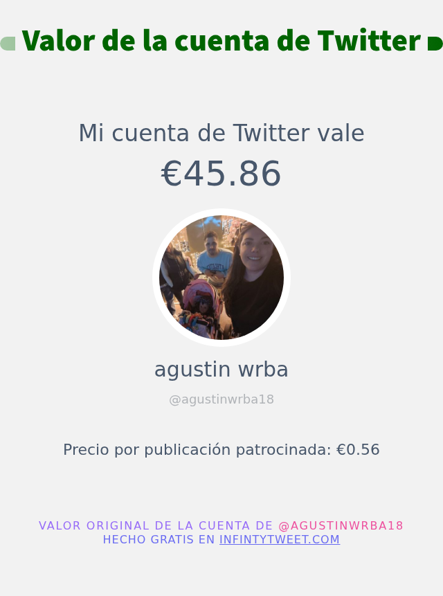 Mi valor en Twitter es de: €45.86

➡️ infintytweet.me/account-worth?…
