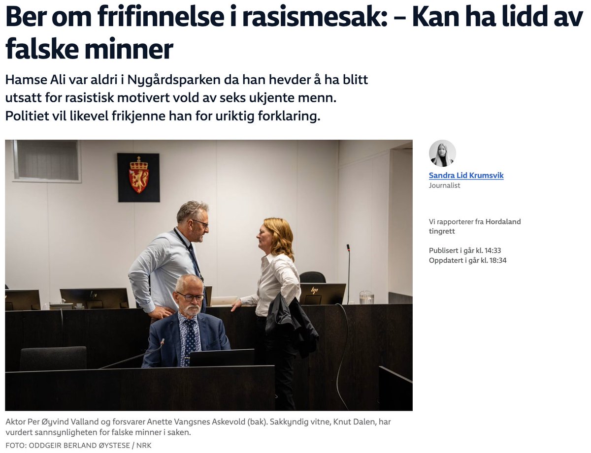 Om Hamse Ali faktisk ble overfalt av nazister eller led av falske minner er rakende likegyldig.

Opplevelsen hans av overfallet er ikke noe mindre reell av den grunn.

Vi kan alle sannsynliggjøre at angrepet kunne ha skjedd. Vi har alle sett for oss Hamse Ali bli brutalt overfalt