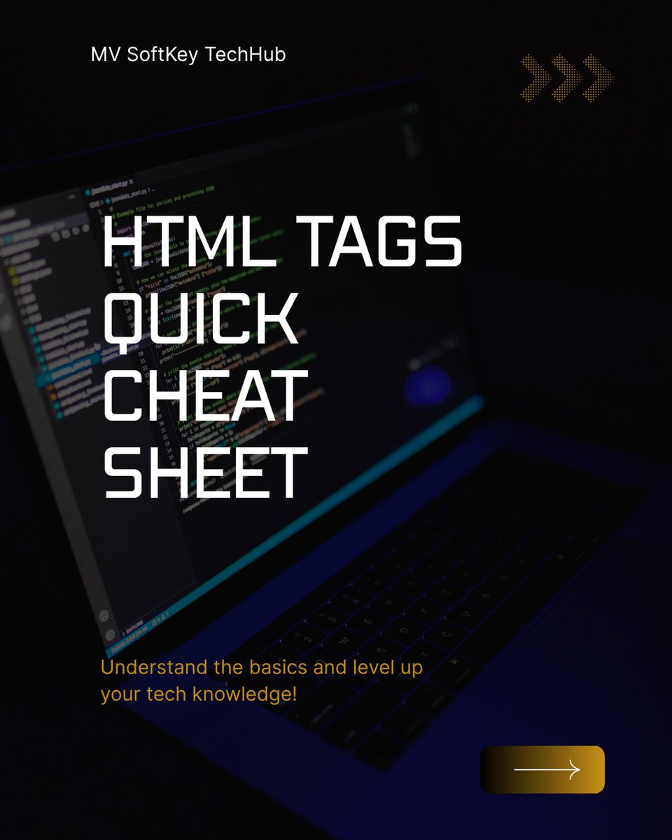 MvTechHub's tweet image. 📌 HTML Cheat Sheet for Developers! 💻🔥
A quick guide to the most important tags you’ll use every single day! 💡
💬 Comment “HTML” if you want the full cheat sheet in your DM!
#WebDesignBasics #TechTips #CodeFaster #mvsoftkeytechhub
