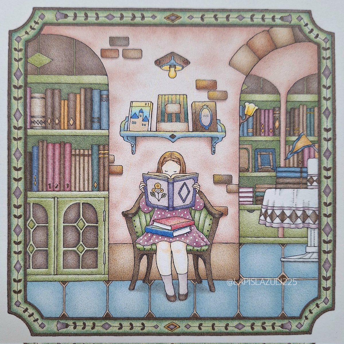 読書の秋📖

#井田千秋 さんのダウンロード塗り絵をコーリン、色辞典で塗りました
Beアートペーパー使用

#憧れのお店屋さん
#大人の塗り絵