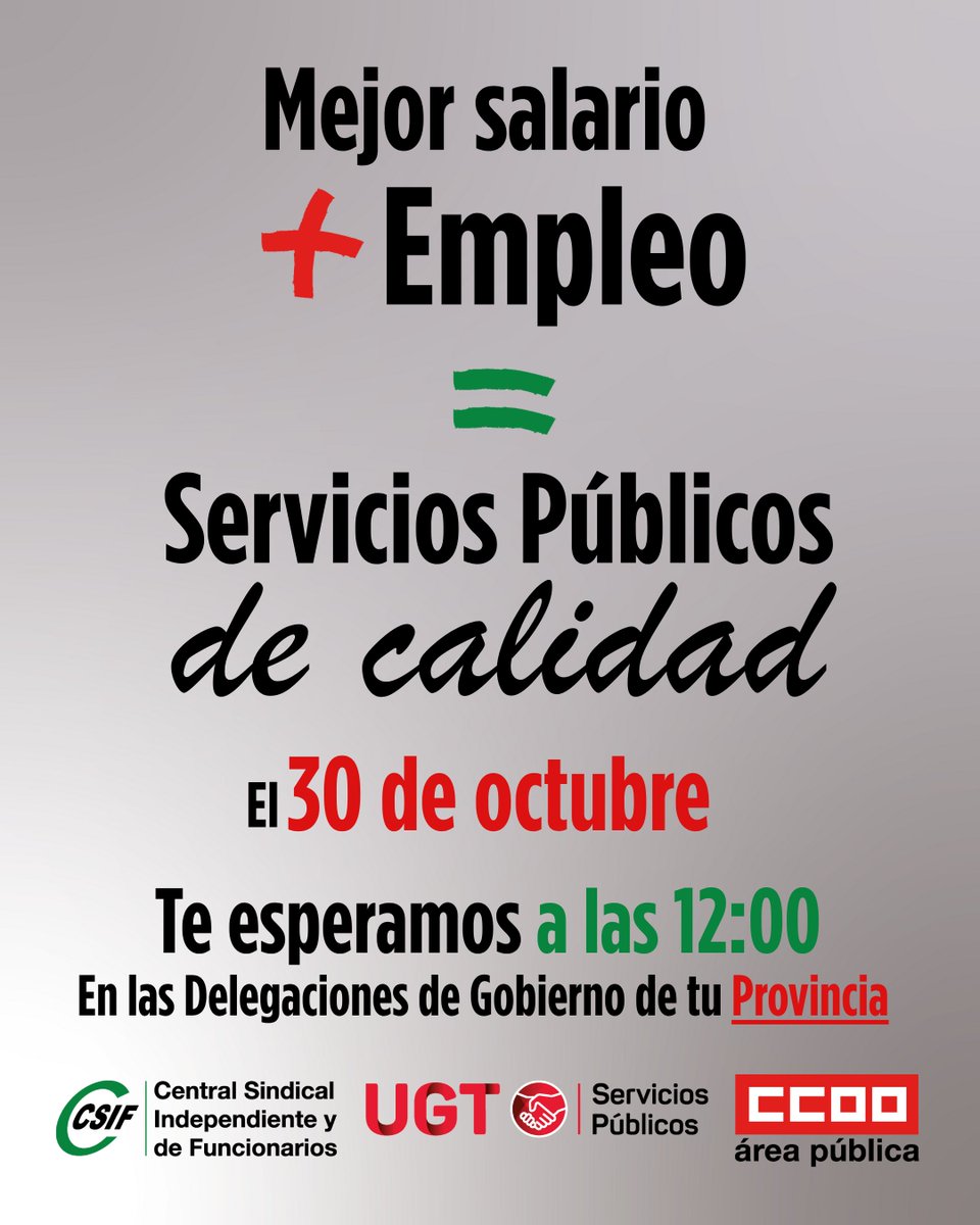 ➡️ El Área Pública de CCOO y UGT Servicios Públicos retomarán las movilizaciones ante los incumplimientos de este Gobierno con más de tres millones de empleadas y empleados públicos

sanidad.ccoo.es/noticia:735359…

#SinTiNoFunciona