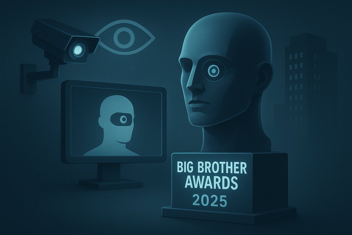 Die #BigBrotherAwards2025 gehen an Bundesinnenminister Dobrindt, Google und TikTok, Bürokratieabbau und zwei Gerichte. Themen sind Überwachung, intransparente KI-Nutzung, Manipulation und Arbeitnehmerdatenschutz. 

datenschutzticker.de/2025/10/bigbro… #Privacy #Datenschutz