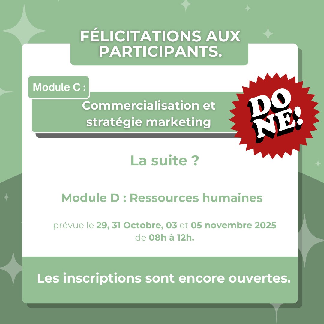 Comment allier stratégie, authenticité et expérience client ?

Le 𝐌𝐨𝐝𝐮𝐥𝐞 𝐂 de notre formation s’est terminé sur une belle dynamique !