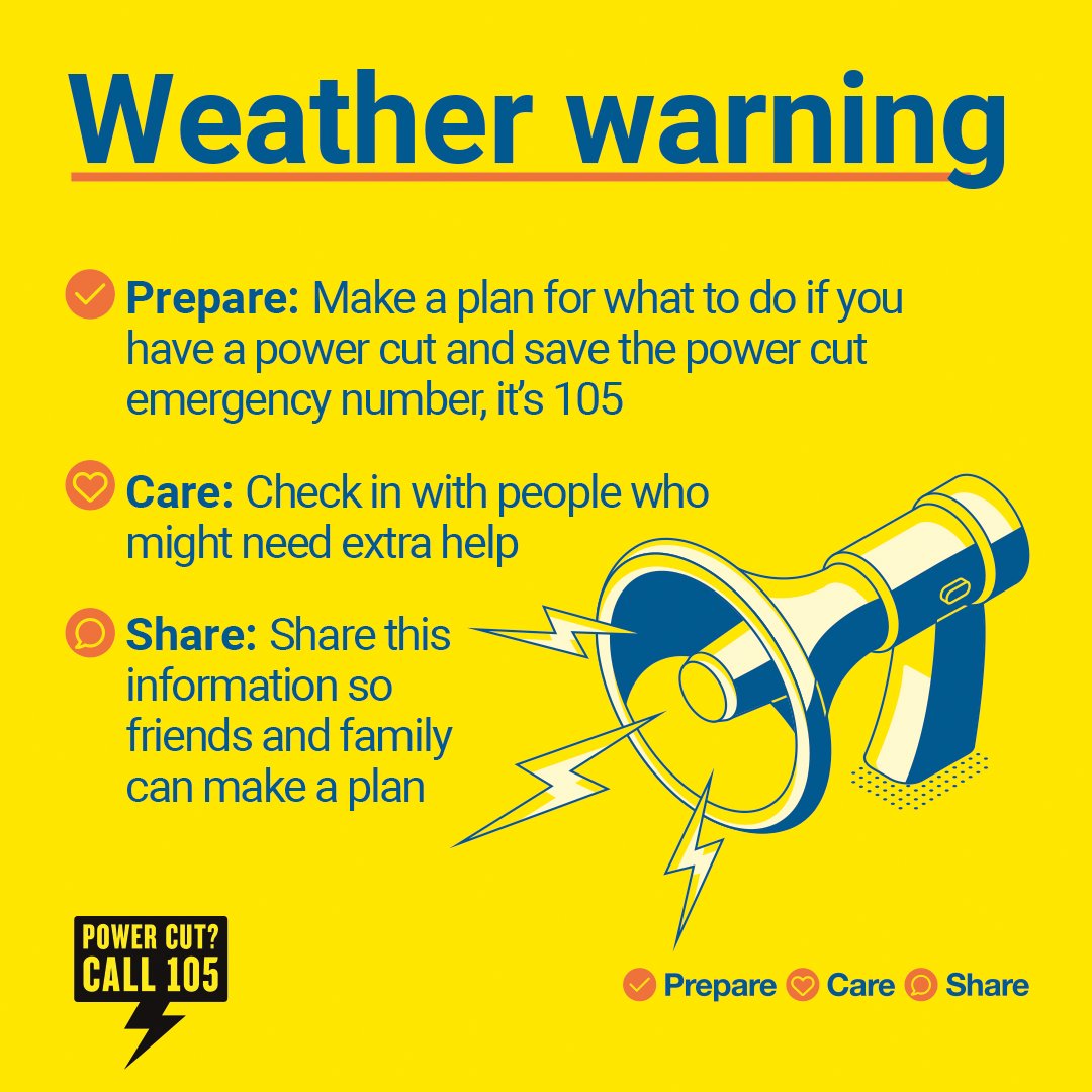 energynetworks's tweet photo. ⚠️Storm Benjamin has been named, and yellow weather warnings are in place for wind and rain across the UK. Make sure you stay safe by preparing for bad weather. Use our safety advice here: https://t.co/o38n74mD5c https://t.co/iSXHYbtW0Y