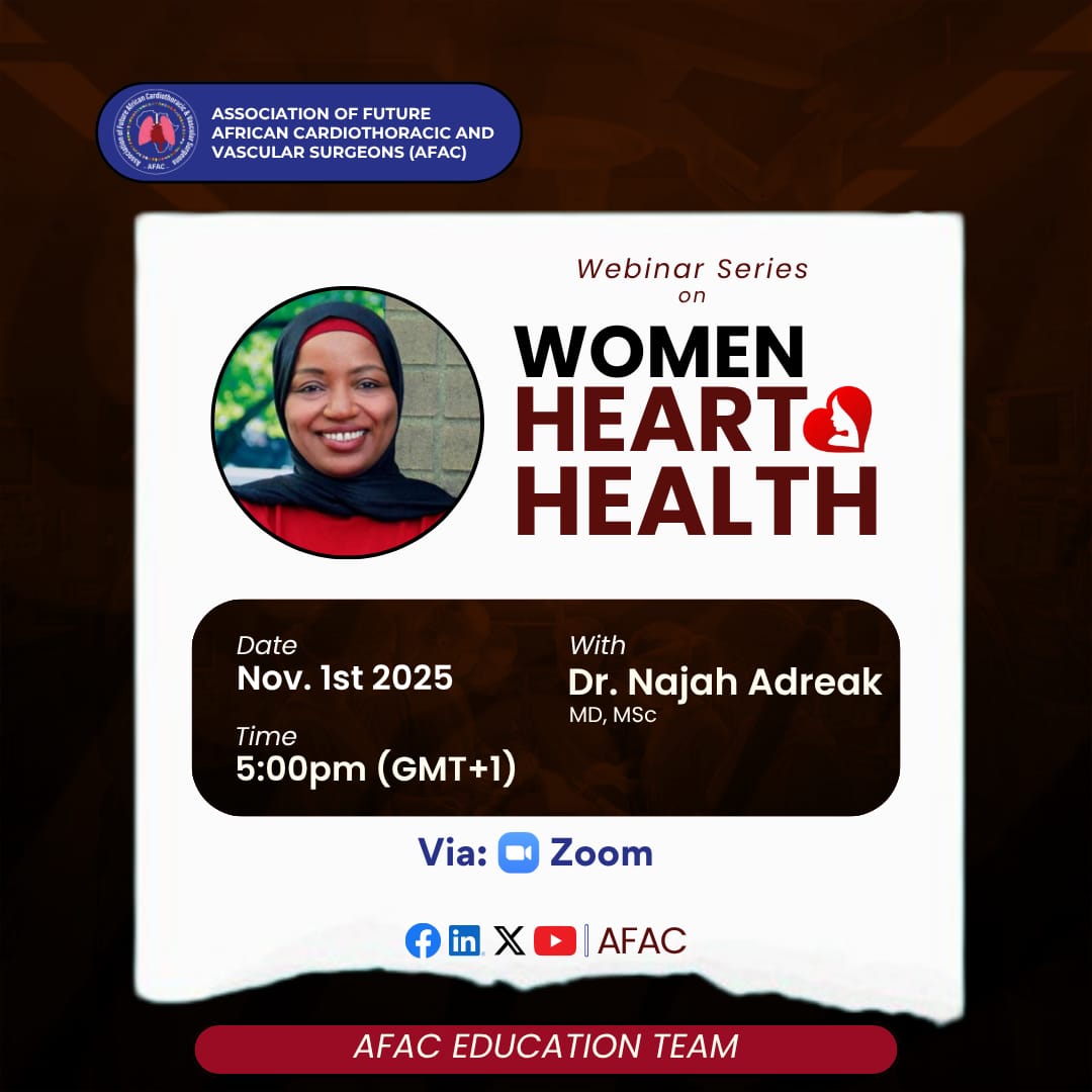 Join us for an inspiring talk with Dr. Najah Adreak, MD, MSc
Clinical Researcher, University of British Columbia 🇨🇦

🩺 Topic: Advancing Women’s Heart Health: Bridging Gaps in Cardiovascular Care
📅 Date: Sat, Nov 1st 2025
🕔 Time: 5:00 PM (GMT+1)
📍 Zoom us06web.zoom.us/meeting/regist…