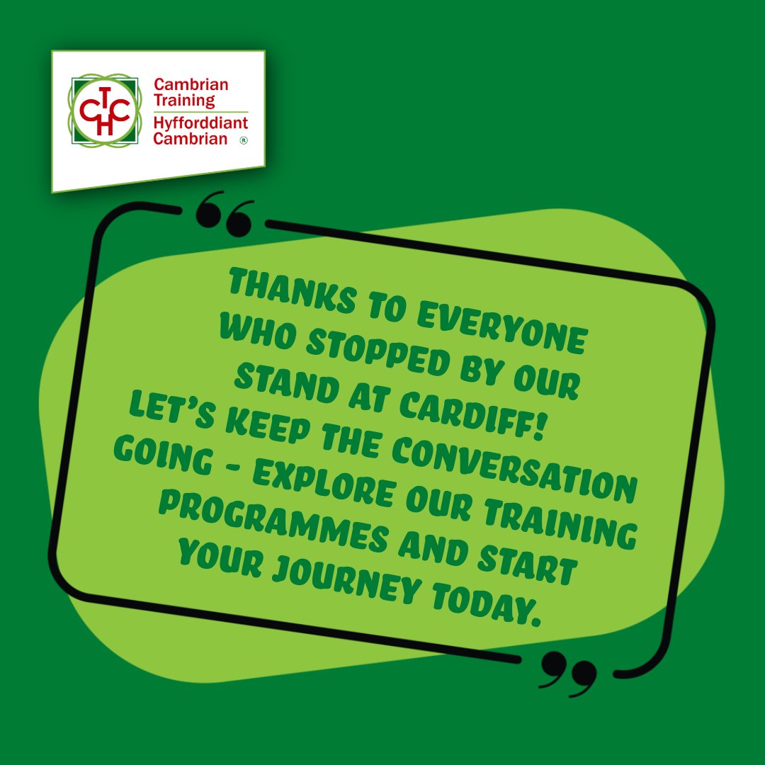 🙌 Diolch, #Caerdydd!
Cawsom amser anhygoel yn Ffair Chwilio Prifysgolion a Phrentisiaethau y DU. 
📲 cambriantraining.com

🙌 Thank you, #Cardiff!
We had an incredible time at the UK University &amp; Apprenticeship Search Fair. 
📲 cambriantraining.com
#ApprenticeshipsWales