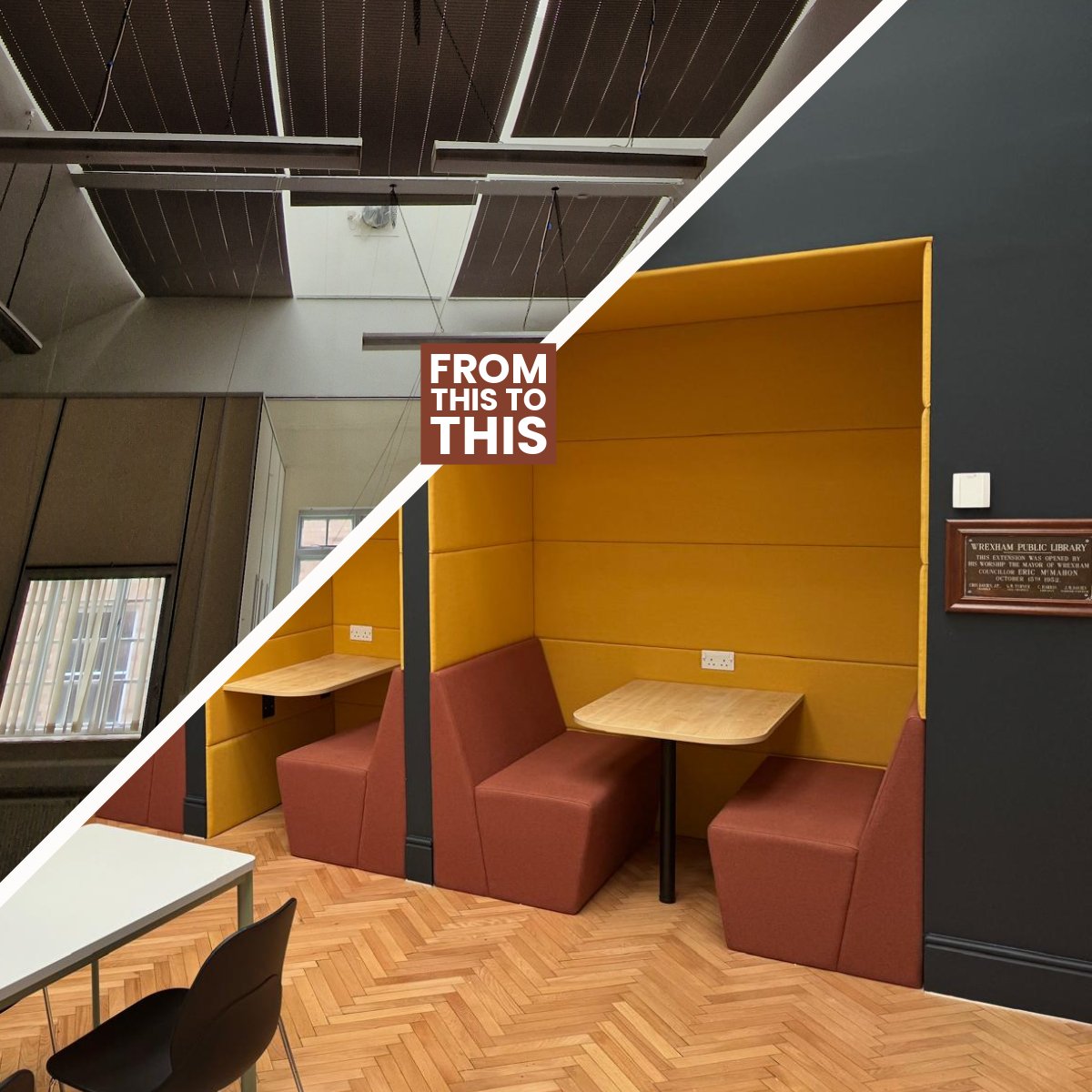 Jenkinsons_'s tweet image. From heritage to creativity!
Proud to have helped transform Wrexham’s Old Library into a vibrant new creative hub with our interior design & furniture solutions.
We reused the original flooring — cutting costs & reducing carbon.
#Jenkinsons #BeforeAndAfter #CommunityProjects