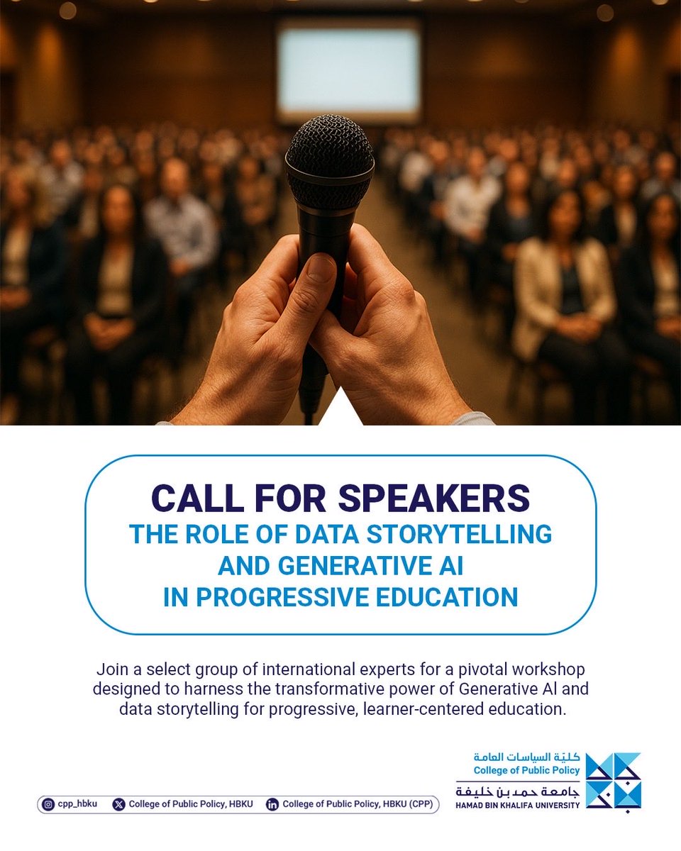 policyCollege's tweet image. CALL FOR SPEAKERS!
THE ROLE OF DATA STORYTELLING & GENERATIVE AI IN PROGRESSIVE EDUCATION
Join a group of international experts for a pivotal workshop designed to harness the transformative power of Generative AI & data storytelling for progressive, learner-centered education
