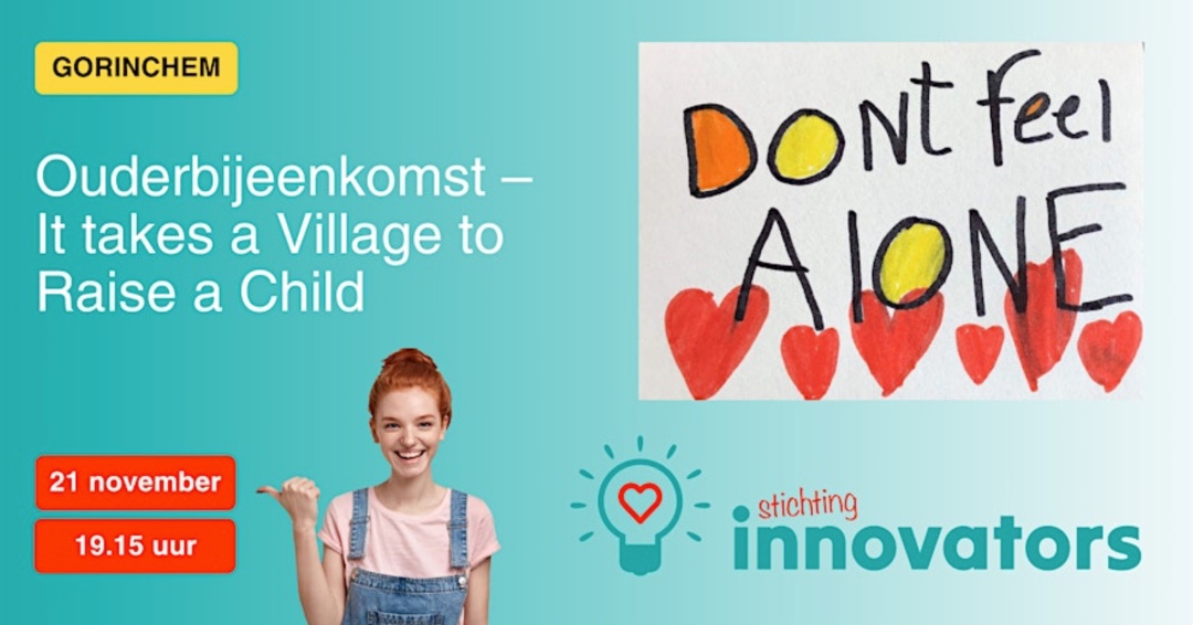 🌿 It takes a village to raise a child 🌿
Vrijdag 21 nov organiseert Stichting Innovators een ouderavond over samen opvoeden en verbinding vinden. 💛
👉 Aanmelden via: stichtinginnovators.nl/agenda

#Ouders #ItTakesAVillage #Balans #Gorinchem #Verbinding