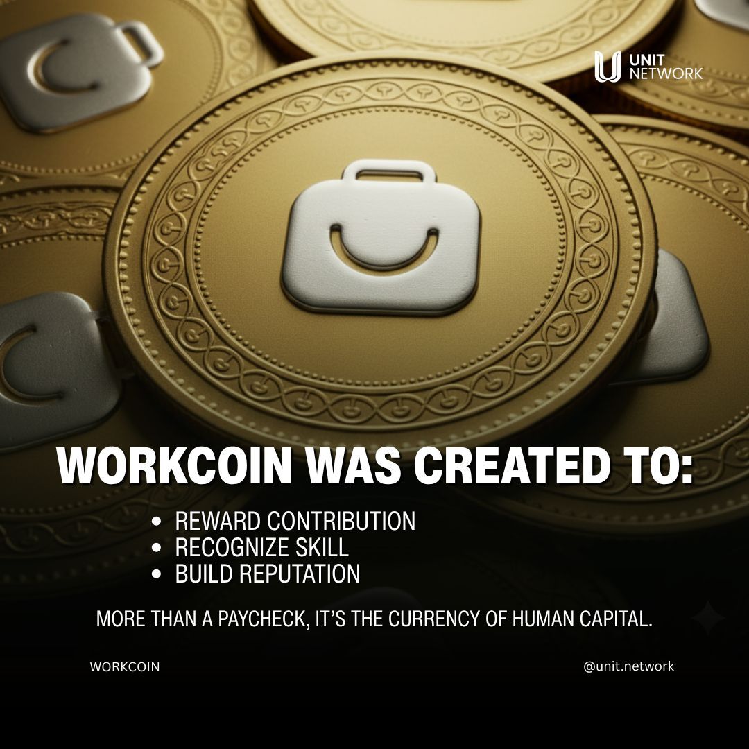 theunitnetwork's tweet photo. WorkCoin is more than a paycheck — it’s the currency of human capital. 💼
Reward contribution.
Recognize skill.
Build reputation.
The on-chain labor revolution starts here.
Follow @unitnetwork to earn the future.
#WorkCoin #Web3 #FutureOfWork https://t.co/hCOpBBhwBW