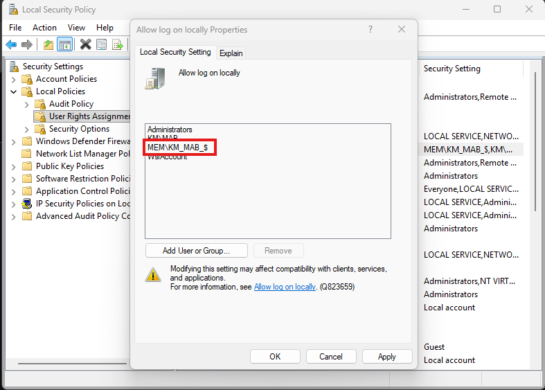 mwbengtsson's tweet image. I updated my PowerShell script which is able to configure the 'Allow logon locally' policy automatically and dynamically to also retrieve the SID of the MEM account used with EPM.
#msintune #powershell #secpol
Ping @Mister_MDM
github.com/imabdk/Proacti…