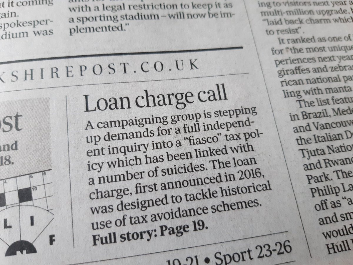 The latest on #loancharge #LoanChargeScandal #LoanChargeSuicides in today's <a href="/yorkshirepost/">The Yorkshire Post</a>. Please do support us and #buyapaper or subscribe today. yorkshirepost.co.uk/subscriptions