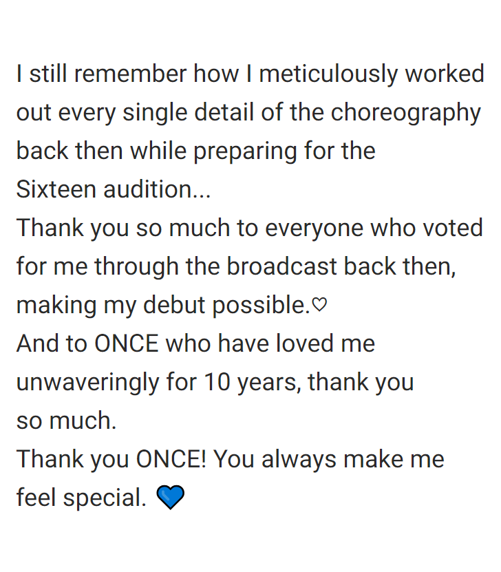 godmitzu's tweet image. Tzuyu thanking ONCEs who loved her for the last 10 years and even the ones who voted for her throughout Sixteen 🥺
