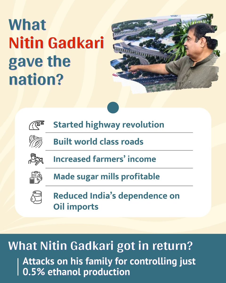 itz_pandian's tweet image. नितिन गडकरी पर सिर्फ 0.5% इथेनॉल उत्पादन को लेकर उनके परिवार पर हमले हुए। क्या यह उनके योगदान के लिए उचित जवाब है?