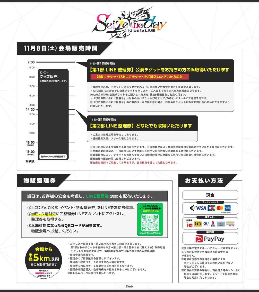 ◇┈ #Idios_1stLIVE ┈◇ ━物販整理券とお支払い方法 について
