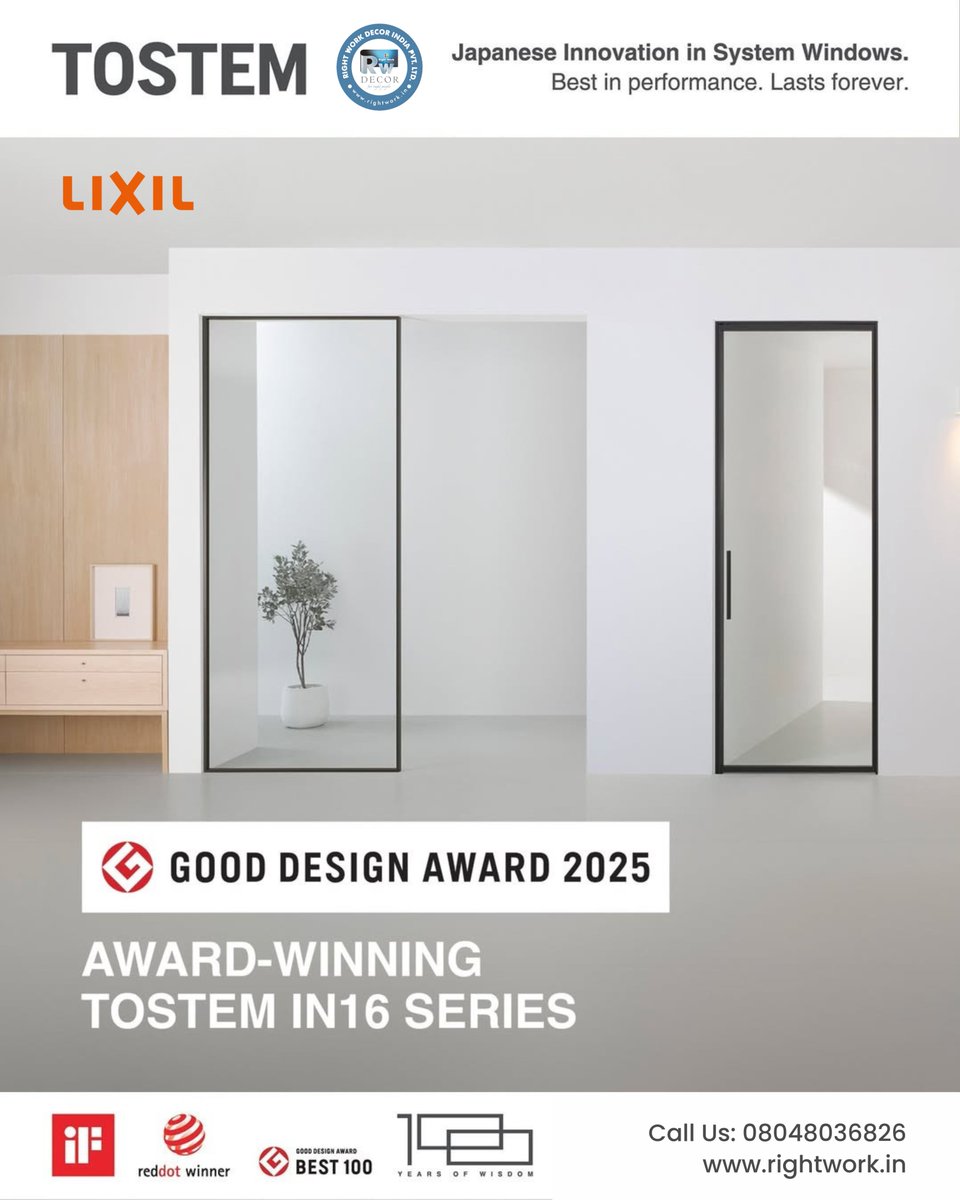 RightWorkDecor's tweet image. A Doorway to Design Excellence - TOSTEM IN16 Series by Right Work Decor!

Experience the harmony of award-winning design with the TOSTEM IN16 Series, premium interior aluminum doors and partitions, now available through Right Work Decor, Bangalore’s authorized partner for TOSTEM.