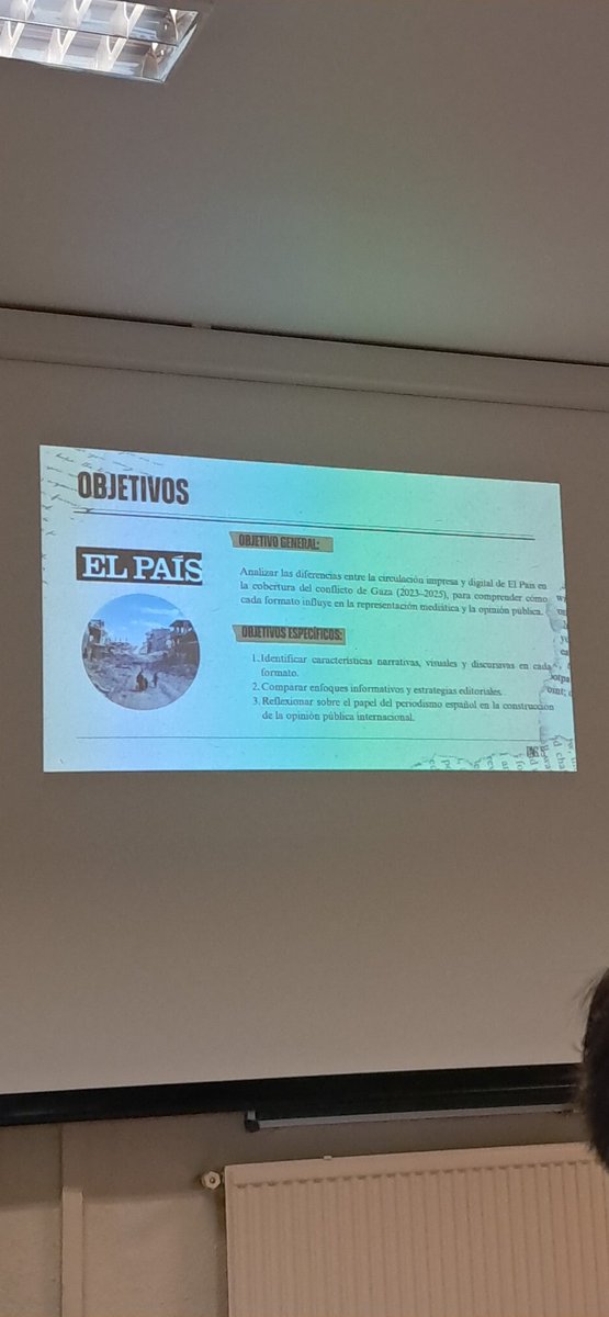 Lauraa544's tweet photo. El grupo 1 ha elegido un tema muy interesante aplicado al conflicto actual de Gaza, analizando la cobertura informativa de la información impresa y digital.
#UCMtecnología https://t.co/8etOhR23b6