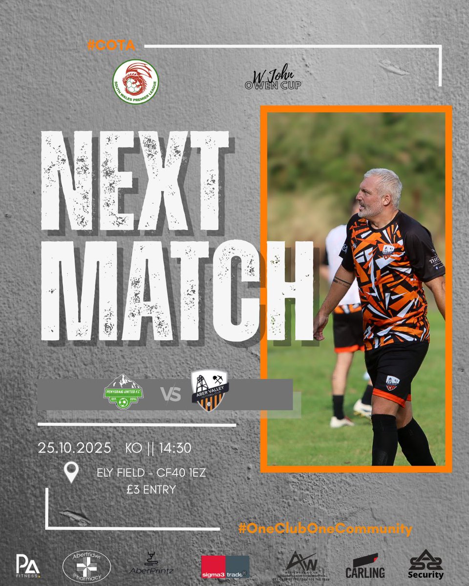 This weekend’s fixtures - both teams hit the road ⚫️🟠

Firsts - (A)
⏰ 14:30
📍 @penygraigunited - Ely Tip 

Reserves - (A)
⏰ 14:00
📍 @afc__bargoed - McDonald Field 

#COTA #OneClubOneCommunity