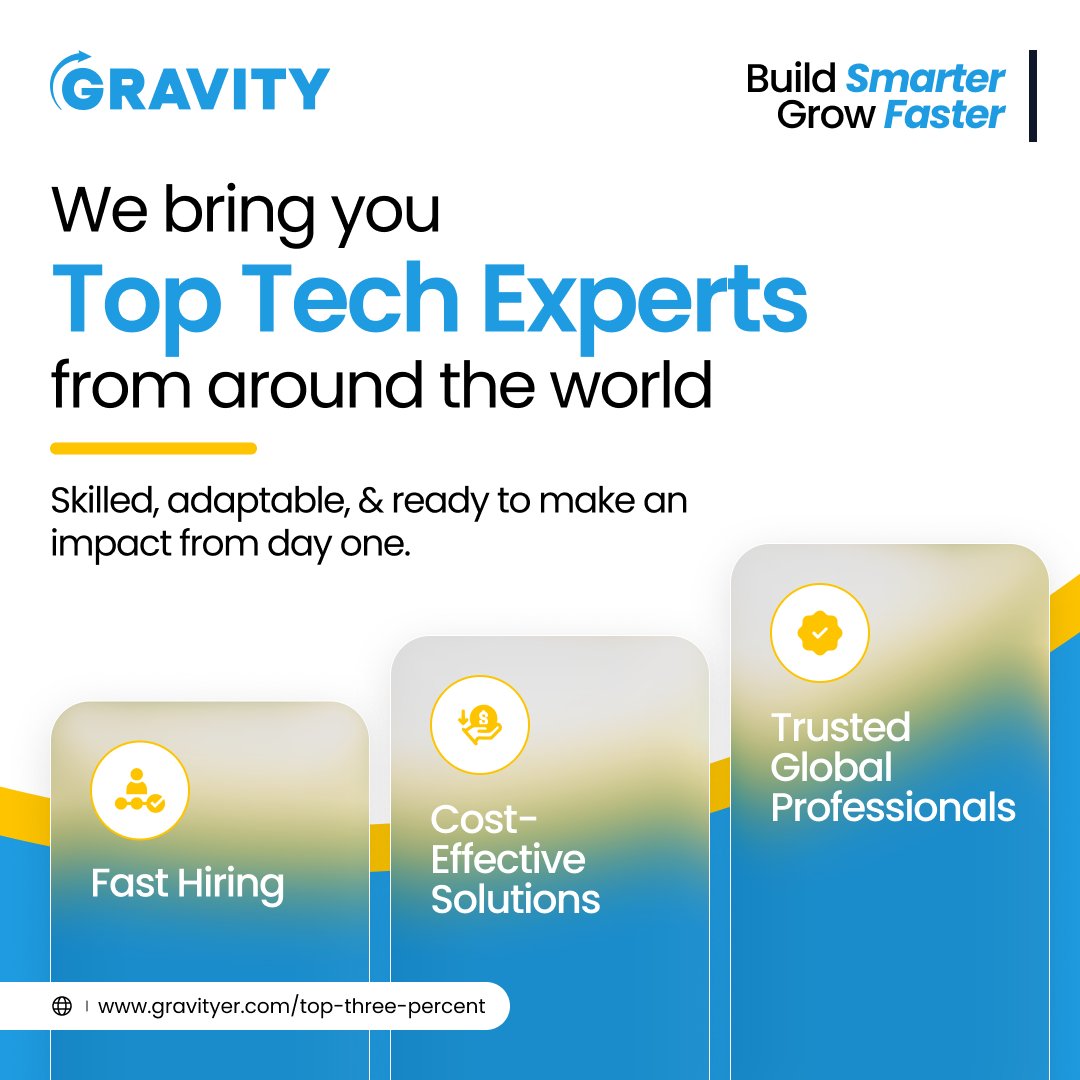 Techgravityer's tweet image. At Gravity Engineering Services, we bring you top tech experts from around the world - skilled, adaptable, and ready to make an impact from day one.
For more details: lnkd.in/gd3QPwSA
#teamgravity