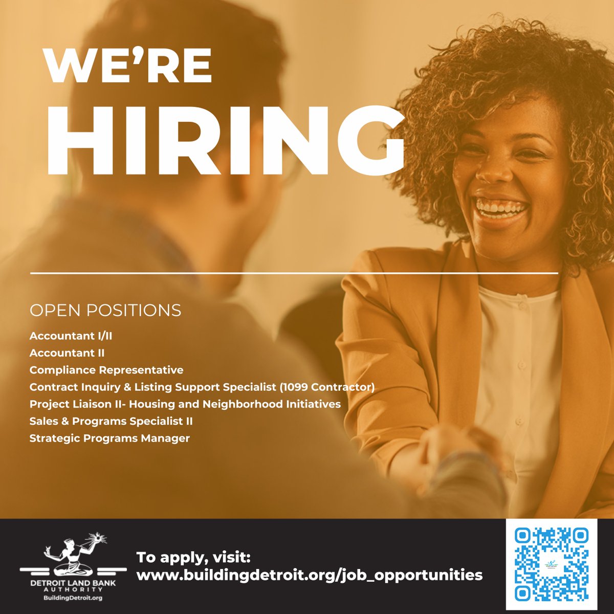 BuildingDet's tweet image. 🚨 We’re Hiring! 🚨
The Detroit Land Bank Authority is looking for passionate, driven talent to join our team.