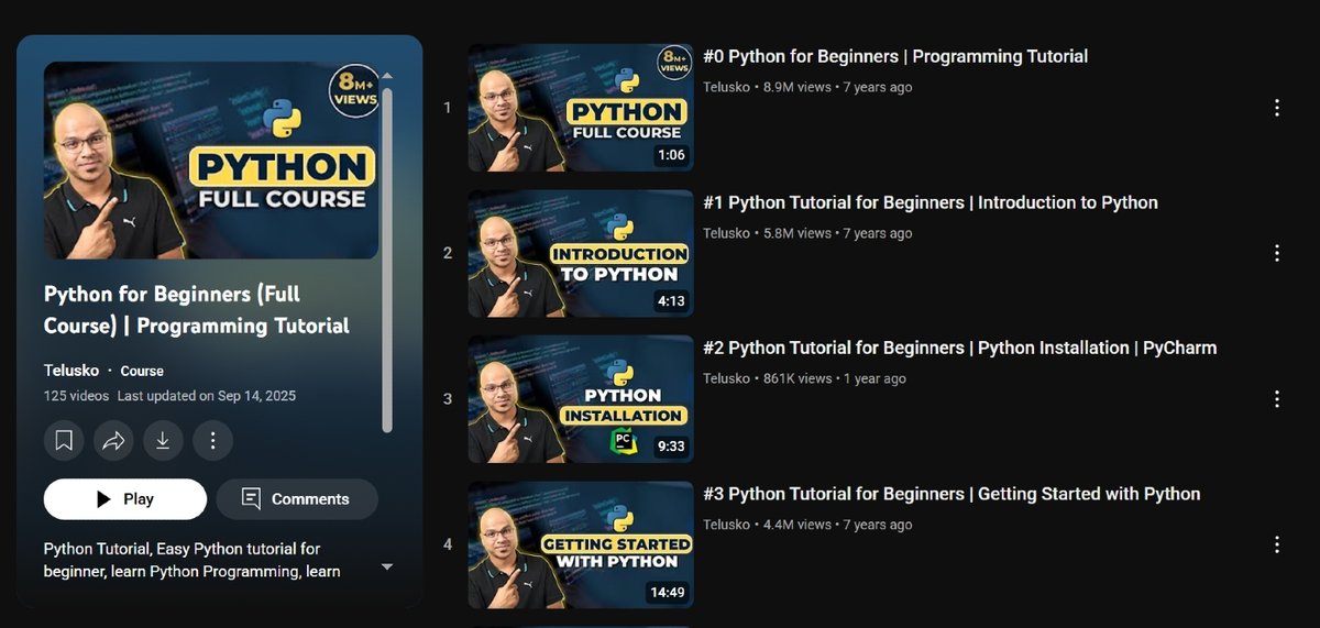 JuwonTheTechie's tweet image. No excuses. This guy literally teaches you the A–Z of the most in-demand programming language in tech, for FREE.