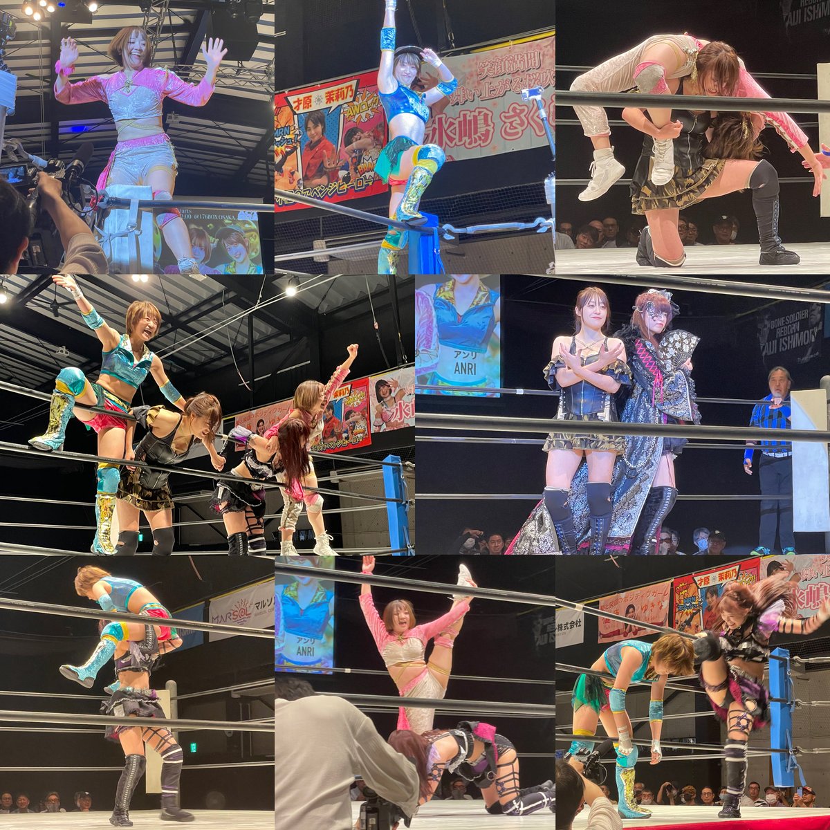 HEROCLUB2's tweet image. #アクトレスガールズ 
大阪176BOX公演❤️‍🔥

#Polaris⭐︎
#若あんり #永井絵梨沙🐰🍀
🆚
#おさつま
#入江彩乃🍼🐼 #荒幡寧々

正統タッグパートナー同士の一戦は両者一歩も引かぬ好勝負💥

成長著しいPolarisがオリジナルムーブで追い込むも...

試合巧者おさつまの壁に阻まれ敗戦😔

見応え充分でした🤩