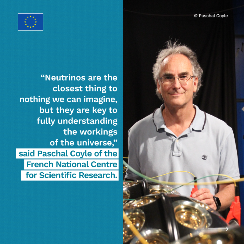 HorizonMagEU's tweet photo. Europe’s deep-sea telescope KM3NeT is on a hunt for the origins of the universe. 
How are #EUfunded researchers peering deeper into the cosmos from beneath the Mediterranean Sea? ➡️ https://t.co/vKO7R6qSk2 

#ResearchImpactEU #Science4EU
