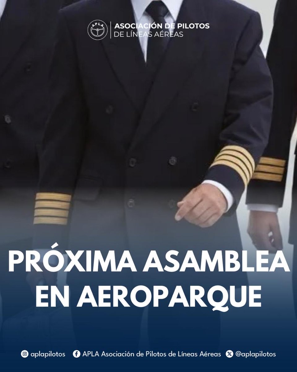 🔜 𝗣𝗿𝗼́𝘅𝗶𝗺𝗮 𝗔𝘀𝗮𝗺𝗯𝗹𝗲𝗮 𝗲𝗻 𝗔𝗲𝗿𝗼𝗽𝗮𝗿𝗾𝘂𝗲

Ratificamos que mañana, viernes 24 de octubre, se llevará a cabo la asamblea en el Aeroparque Jorge Newbery entre las 𝟲:𝟬𝟬 𝘆 𝗹𝗮𝘀 𝟭𝟬:𝟬𝟬 𝗮.𝗺.

Hasta el momento, Aerolíneas Argentinas continúa sin ofrecer