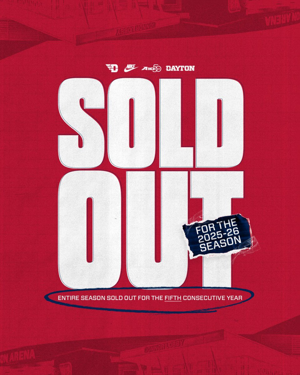 𝟏𝟑,𝟒𝟎𝟕. 𝐄𝐕𝐄𝐑𝐘. 𝐒𝐈𝐍𝐆𝐋𝐄. 𝐆𝐀𝐌𝐄 ✈️🏀
With today's sellout announcement, we have extended our sellout streak to 94 straight games‼️

For more information ➡️ ow.ly/5PNC50XgUVR

#GoFlyers // <a href="/DaytonFlyers/">Dayton Flyers</a>